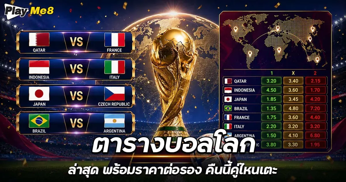 ตารางบอลโลก อัปเดตล่าสุด เช็กราคาต่อรองและโปรแกรมคืนนี้ครบจบในที่เดียว